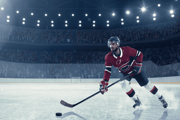 A hockey player on ice